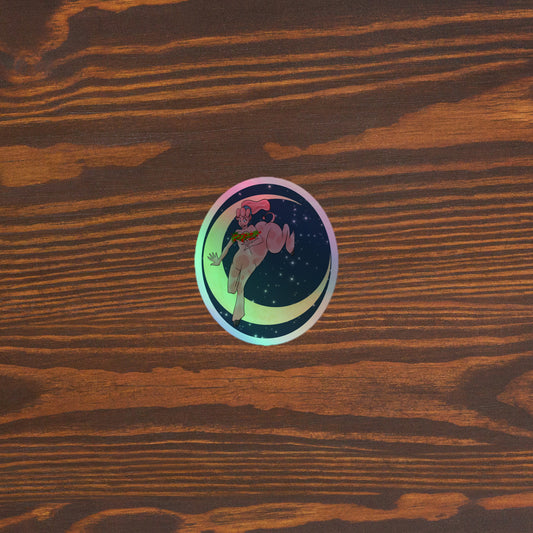 Over the Moon holographic sticker